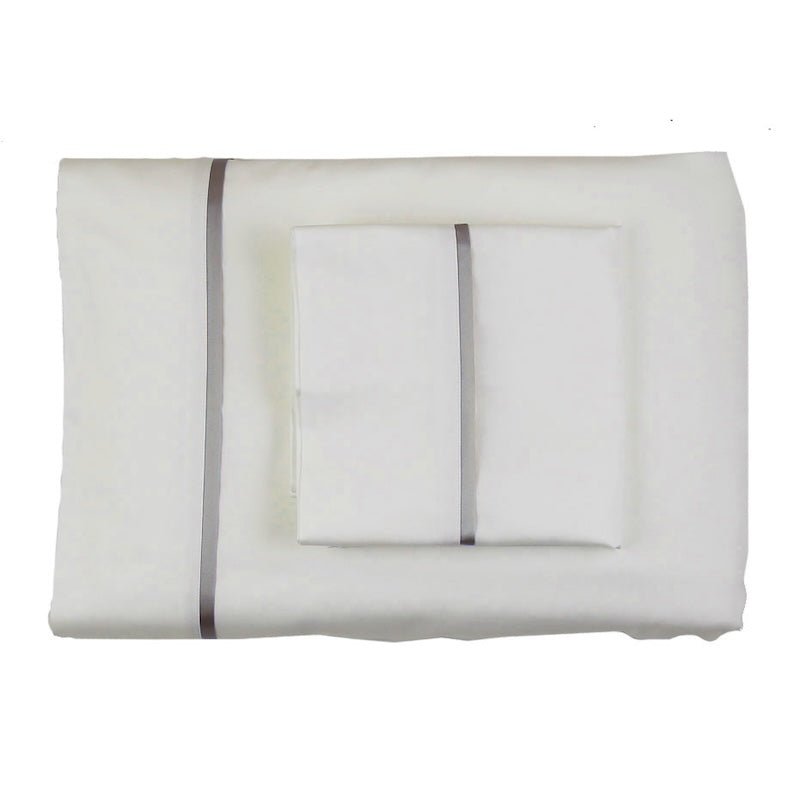 Pillowcases - Ann Gish Silk Trim Pillowcases at Fig Linens and Home - Ivory and Metal