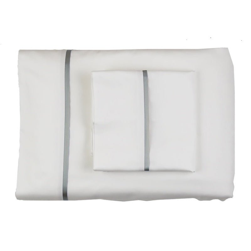 Pillowcases - Ann Gish Silk Trim Pillowcases at Fig Linens and Home - White and Frost