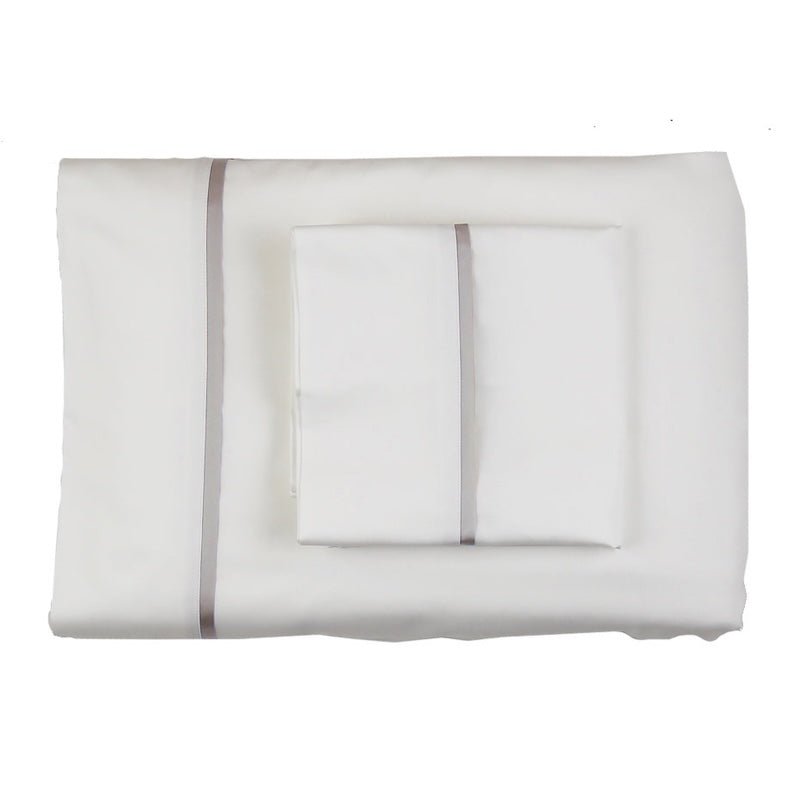 Pillowcases - Ann Gish Silk Trim Pillowcases at Fig Linens and Home - White and Silver