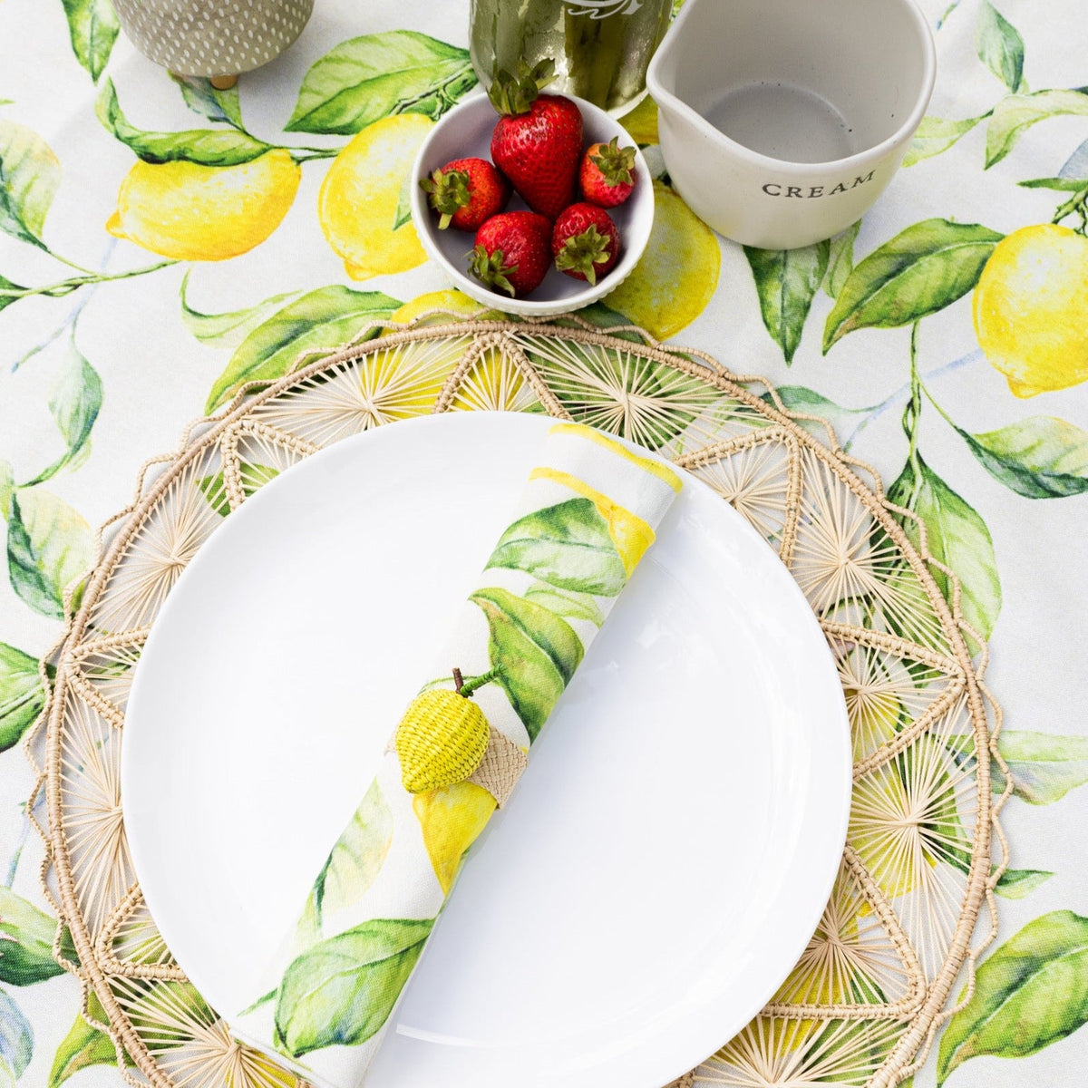 Sorrento Yellow Tablecloth Detail 2 | Mode Living at Fig Linens and Home