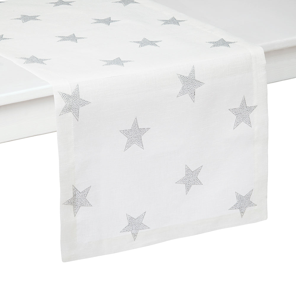 Starry Night Silver Table Runner | Mode Living at Fig Linens and Home