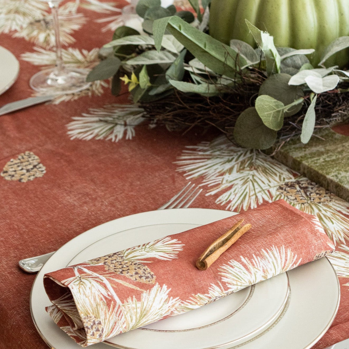Cambridge Burnt Orange Tablecloth Lifestyle | Mode Living at Fig Linens and Home
