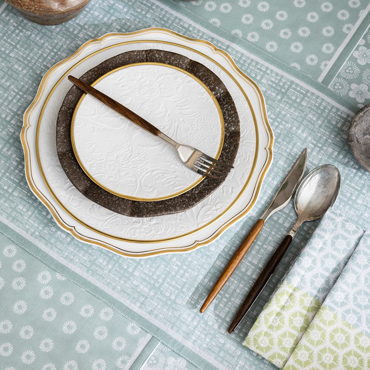 Wagara Green 20" x 14" Placemat by Le Jacquard Français - 9at Fig Linens and Home - 1