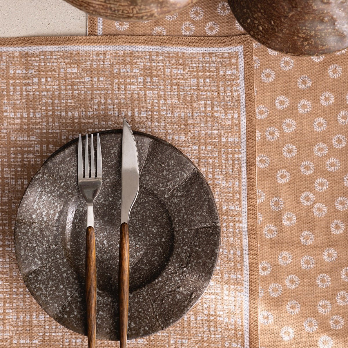Wagara Beige 20" x 14" Placemat by Le Jacquard Français - 9at Fig Linens and Home - 3