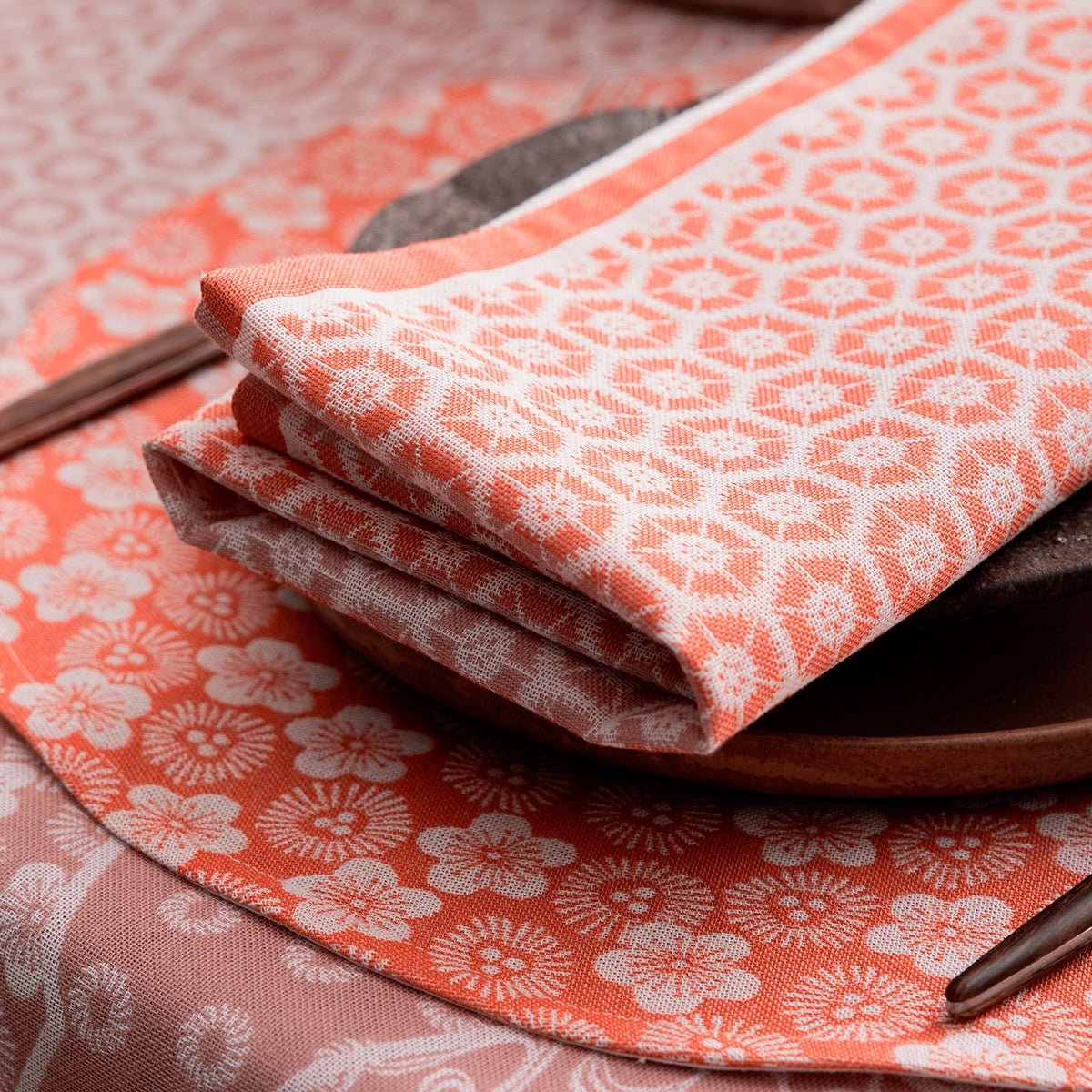 Wagara Pink 20" x 20" Napkin by Le Jacquard Français - 9at Fig Linens and Home - 4