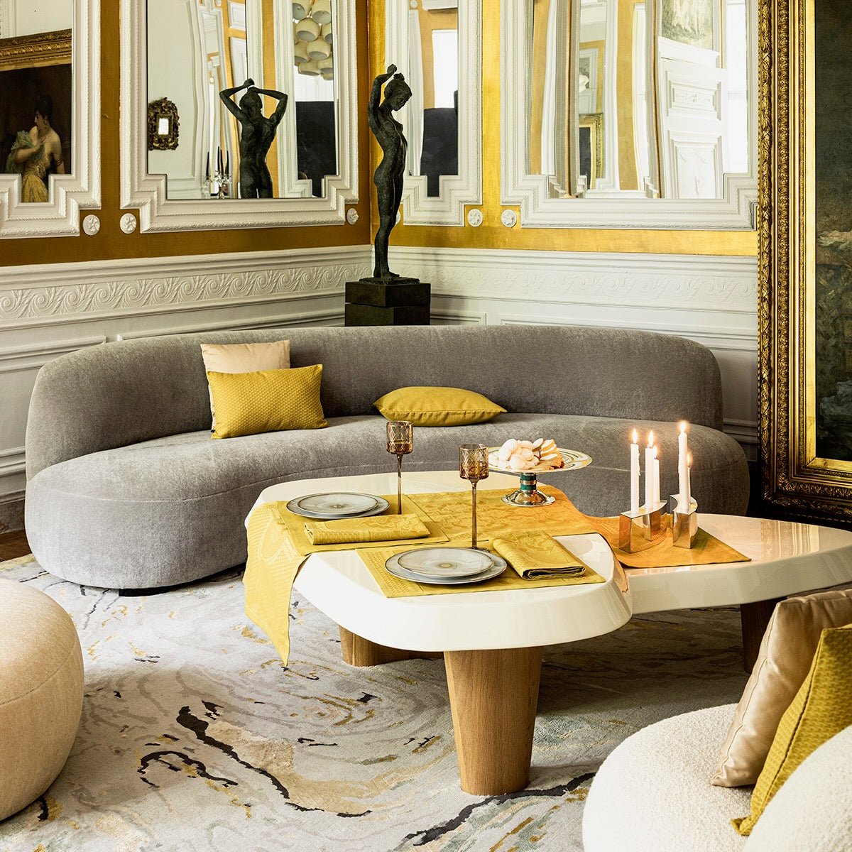 Palais Venitien Yellow 20" x 79" Runner by Le Jacquard Français - 9at Fig Linens and Home - 9