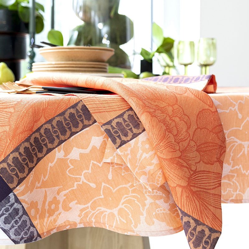 escapade tropicale orange tablecloth by le jacquard français - detail 1