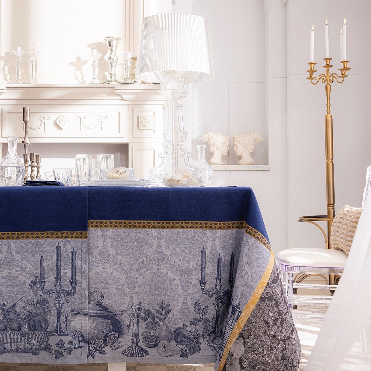 Festin Blue 47" x 47" Tablecloth by Le Jacquard Français - Holiday - Fig Linens and Home - 8