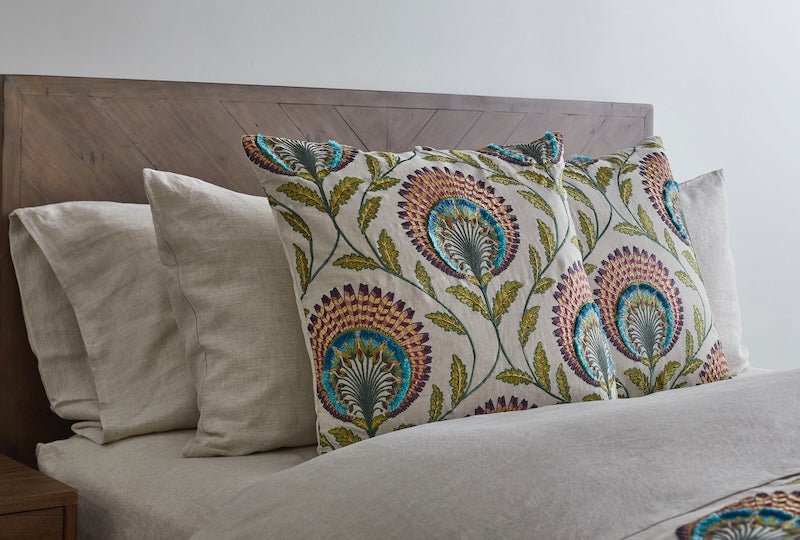 Close up Tavus Decorative Pillow | The Met x Ann Gish at Fig Linens and Home