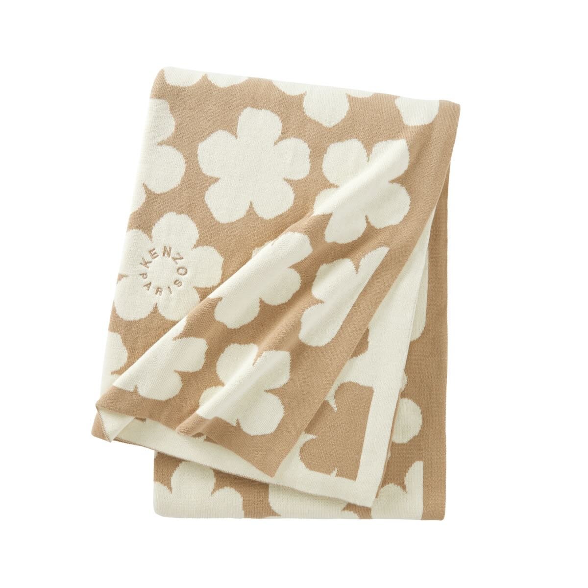 Yves Delorme Kenzo K Hanadot Beige Knitted Throw by Yves Delorme - Knitted Throw 51 x 67 K Hanadot Beige at FIG LINENS AND HOME - 1