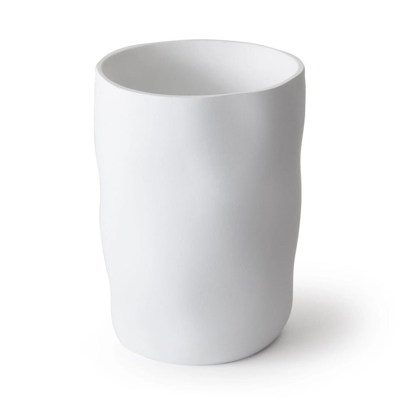 Montecito White Wastebasket - Bath Accessories - Kassatex at Fig Linens and Home