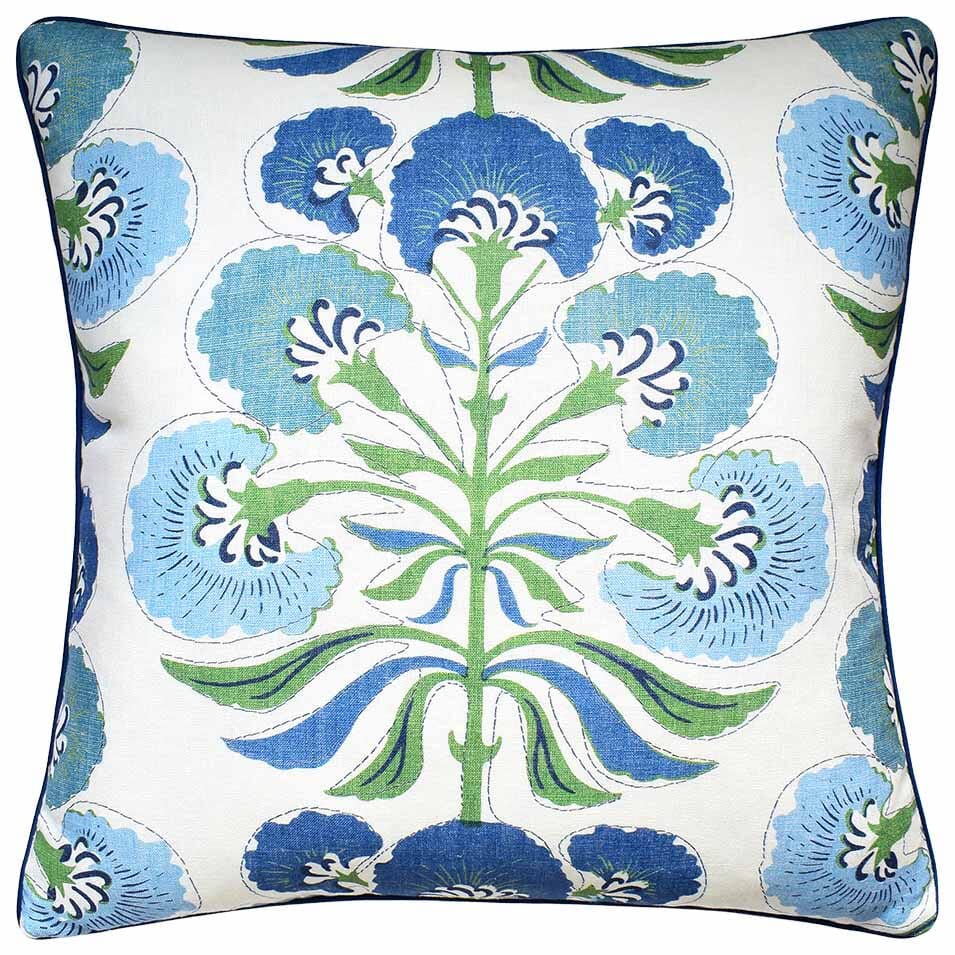 Tybee Tree Green and Blue - Throw Pillow by Ryan Studio in Thibaut Fabric