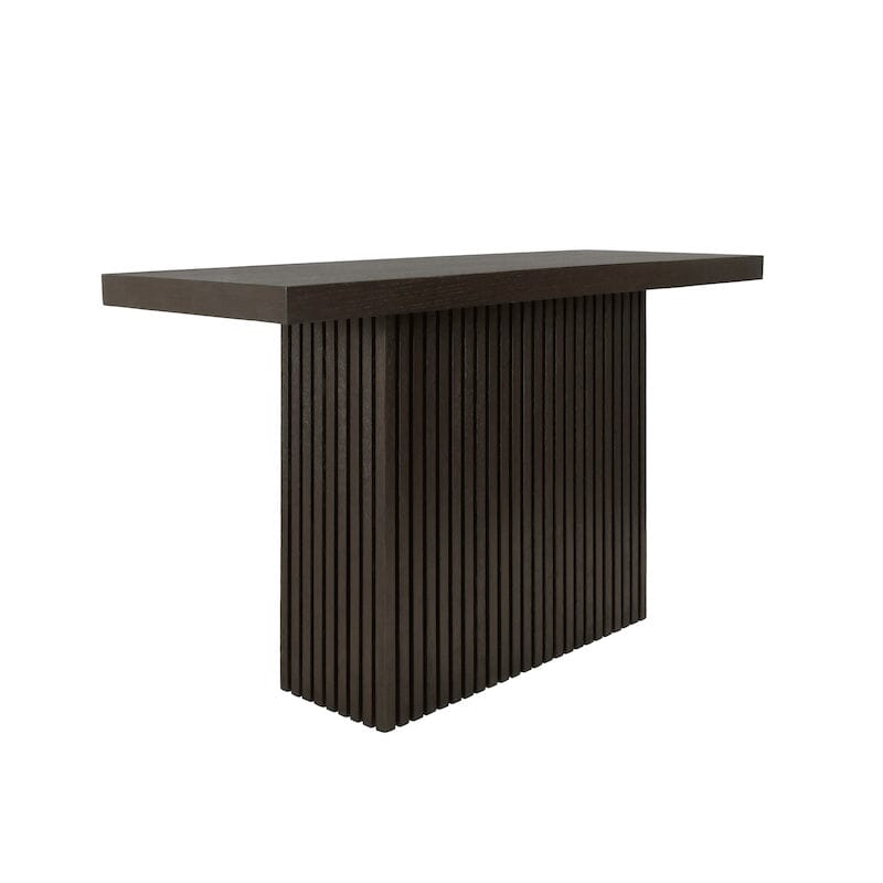 Vanna Dark Espresso Oak Pedestal Base Console Table by Worlds Away at Fig Linens and Home 2