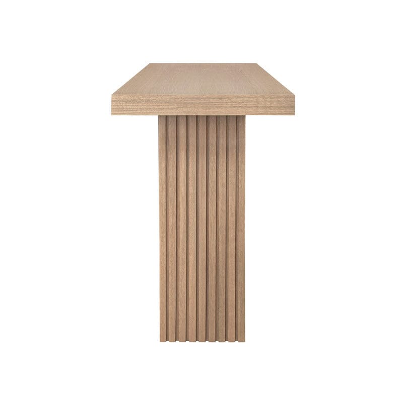 Worlds Away Vanna Natural Oak Pedestal Base Console Table by Worlds Away - 30"H x 50"W x 18"D Natural Oak at FIG LINENS AND HOME - 4