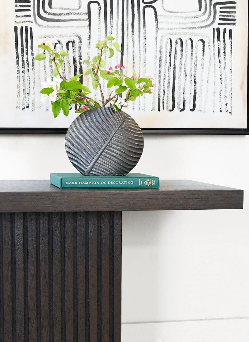 Vanna Dark Espresso Oak Pedestal Base Console Table by Worlds Away at Fig Linens and Home 3