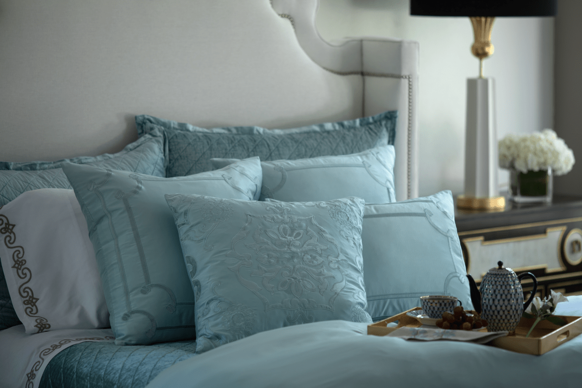 Lili Alessandra Vendome Sea Foam Pillow Detail - Fig Linens