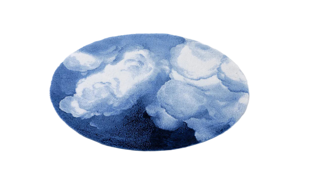Abyss Habidecor Walker Round Bath Rug 31" Regatta 364 Blue at Fig Linens and Home - Angle View 1