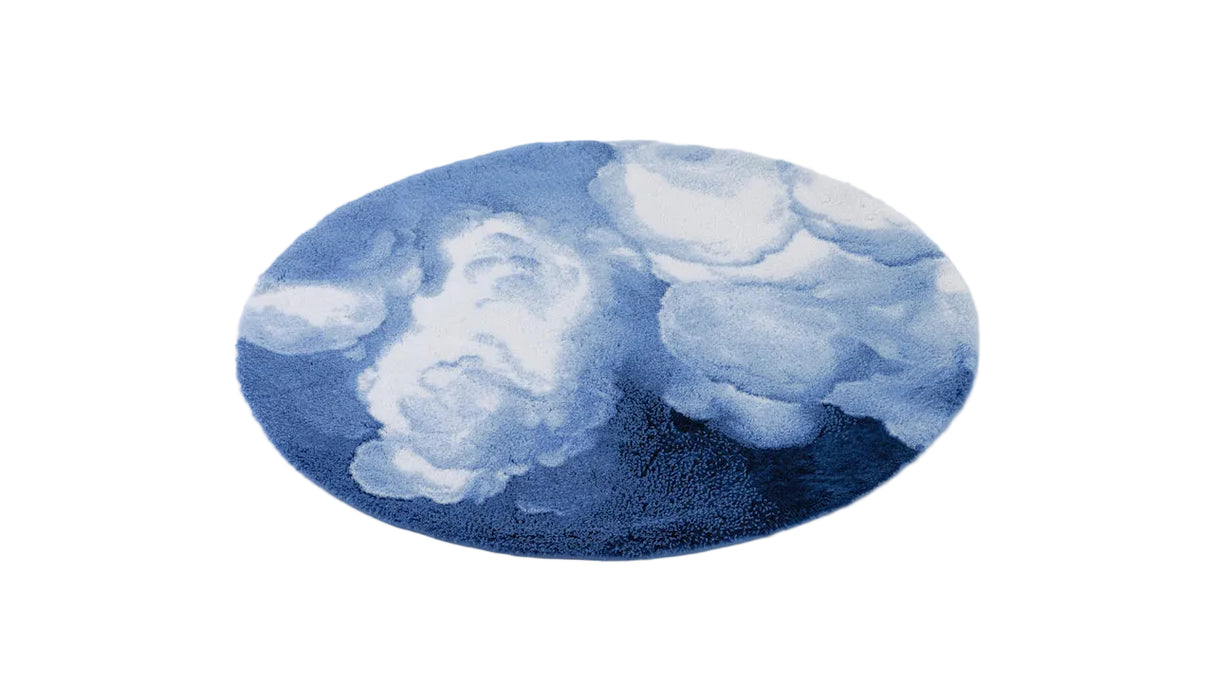 Abyss Habidecor Walker Round Bath Rug 31" Regatta 364 Blue at Fig Linens and Home - Angle View 2