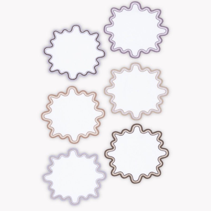 Matouk Cocktail Napkins - Wave Provence set of 6 Napkins - Fig Linens and Home