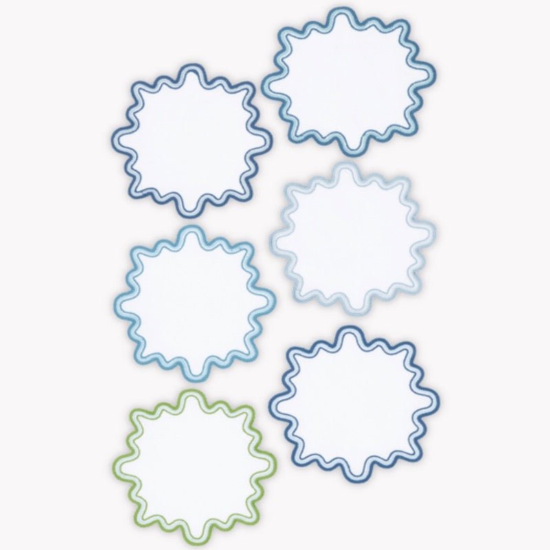 Matouk Cocktail Napkins - Wave Santorini set of 6 Napkins - Fig Linens and Home