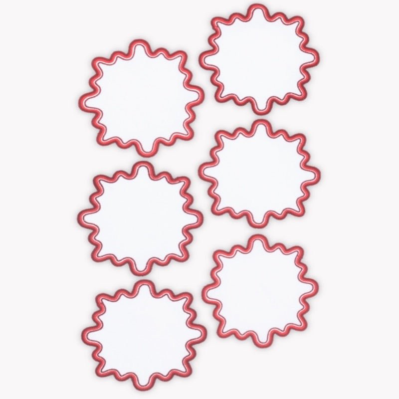 Matouk Cocktail Napkins - Wave Scarlet set of 6 Napkins - Fig Linens and Home