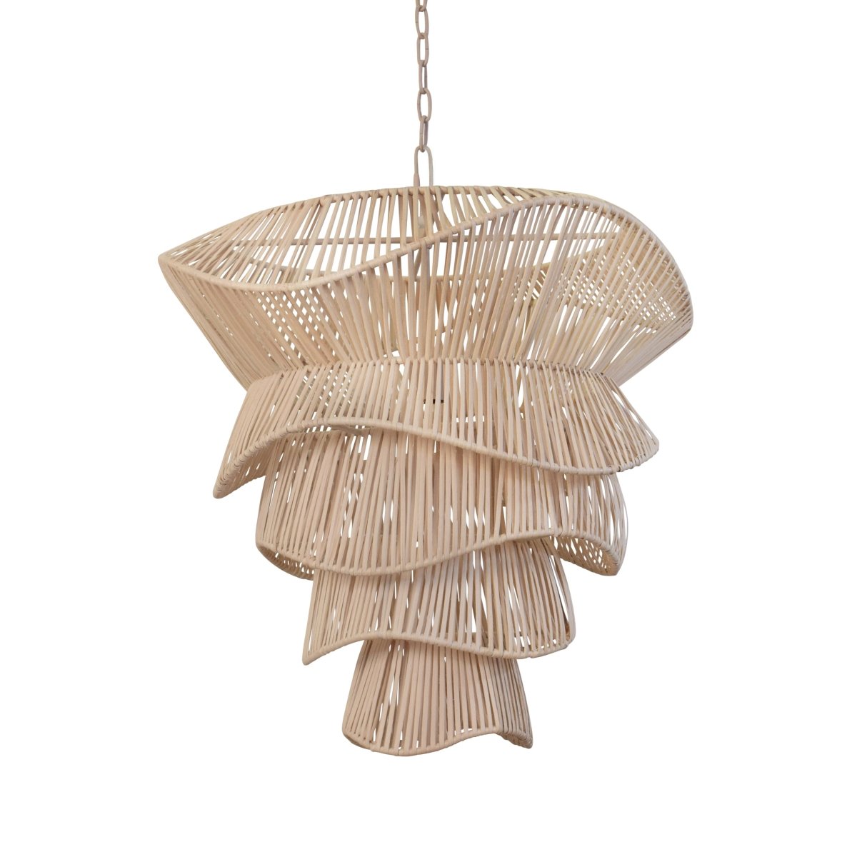 Cambry Bleached Rattan Pendant Light | Worlds Away Chandeliers at Fig Linens and Home - View 1