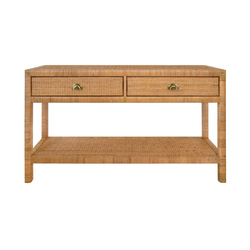 Console Table Front View - Ciara Rattan Console - Worlds Away Furniture at Fig Linens and Home