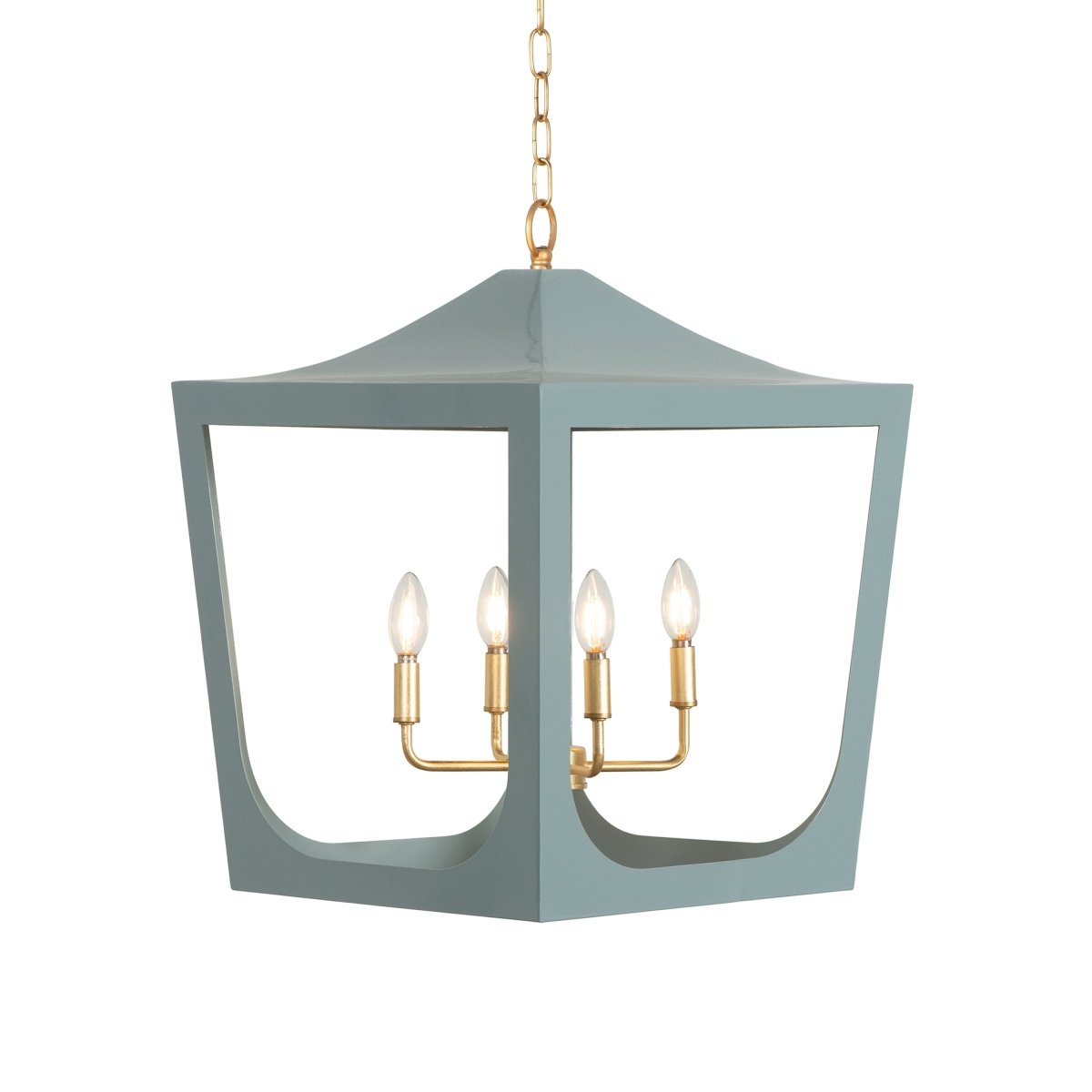 Wimble Blue Pagoda Lantern with Gold Leaf by Worlds Away | Pendant Lighting 2