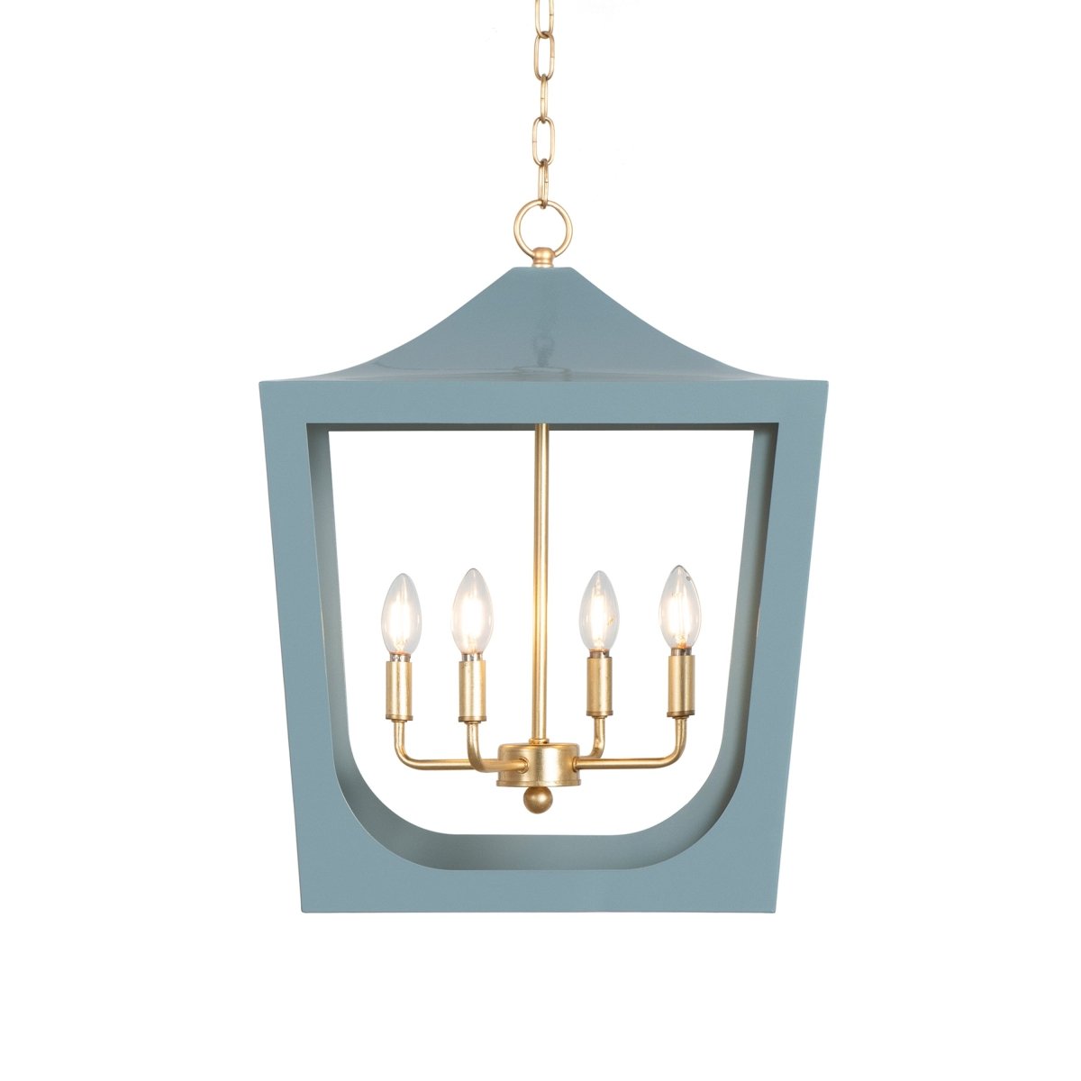 Wimble Blue Pagoda Lantern with Gold Leaf by Worlds Away | Pendant Lighting 1
