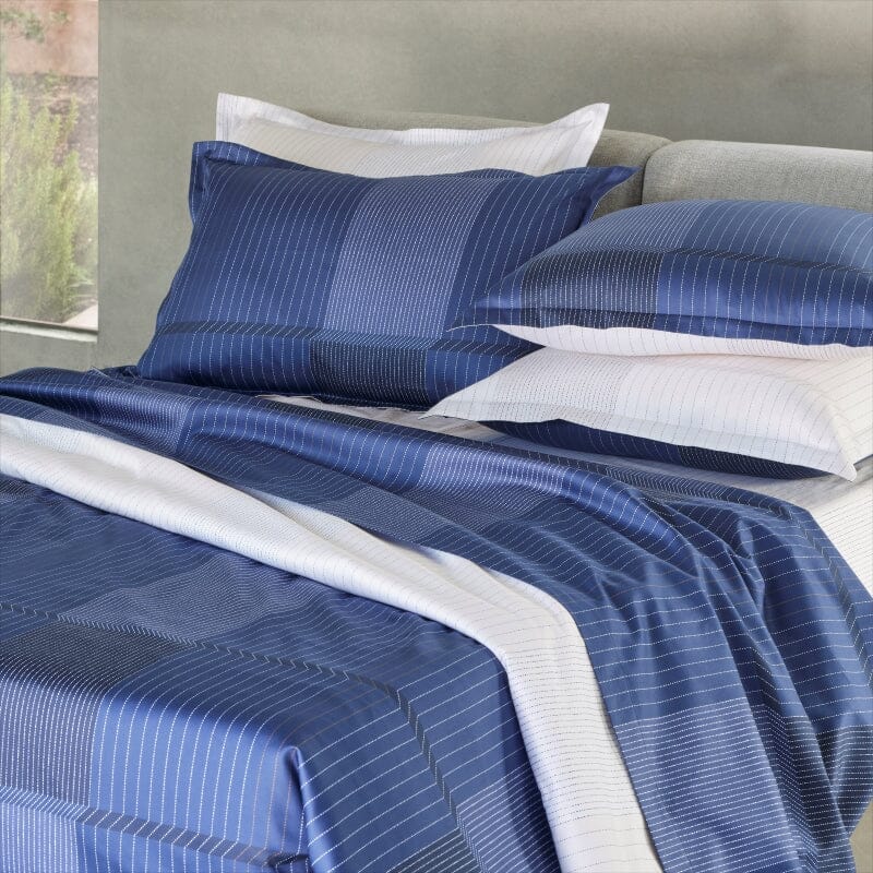 Tennis Stripes Navy Duvet Cover by Hugo Boss Home - Bed Linen - Close Up - Fig Linens and Home