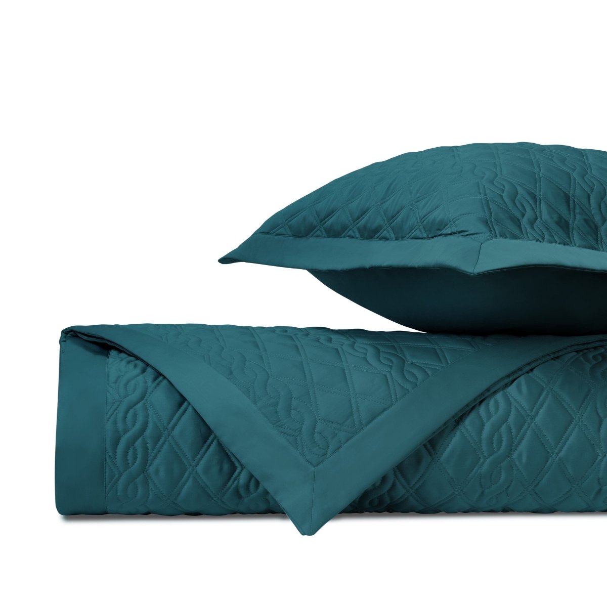 ABBEY Quilted Coverlet in Teal by Home Treasures at Fig Linens and Home