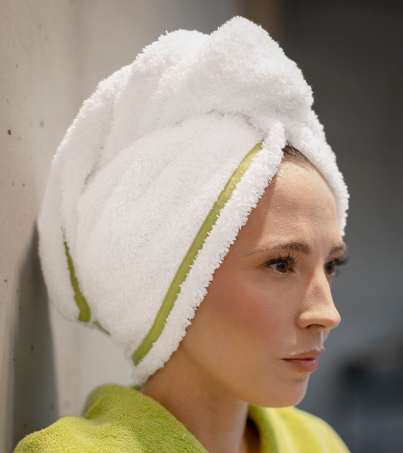 Abyss and Habidecor Surf Giza Cotton Hair Towels Hair Towel 10" x 26" Apple Green 165 at FIG LINENS AND HOME 1