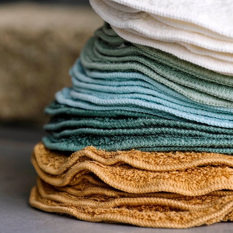 Abyss & Habidecor Legend Guest Towel Sets Blue - Green (399) 9" Diameter Wash Towel Stack at FIG LINENS AND HOME 7