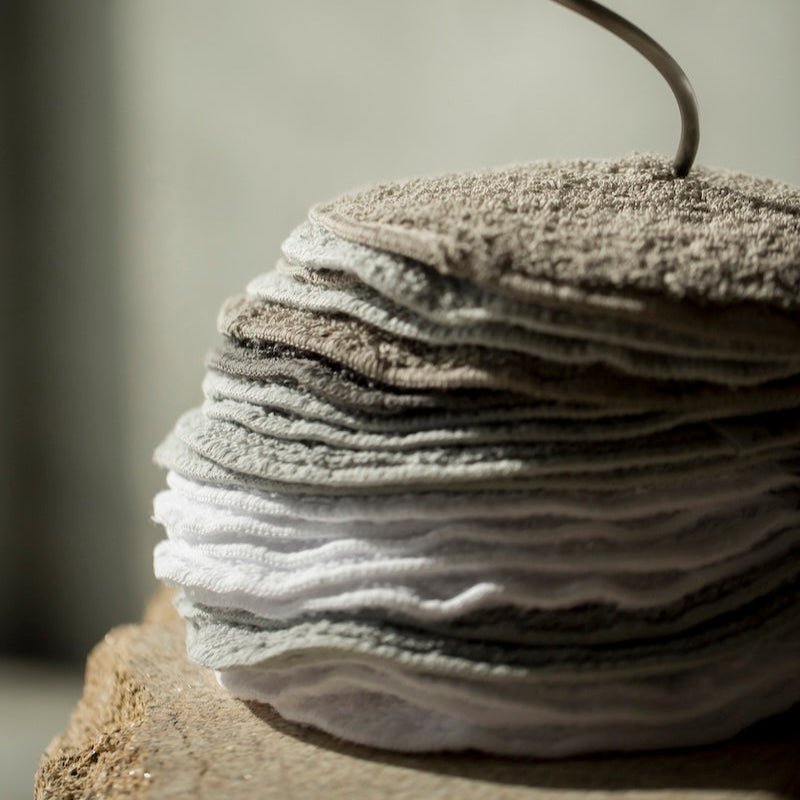 Abyss & Habidecor Legend Guest Towel Sets Ecru - Grey - Beige (899) 9" Diameter Wash Towel Stack at FIG LINENS AND HOME 4