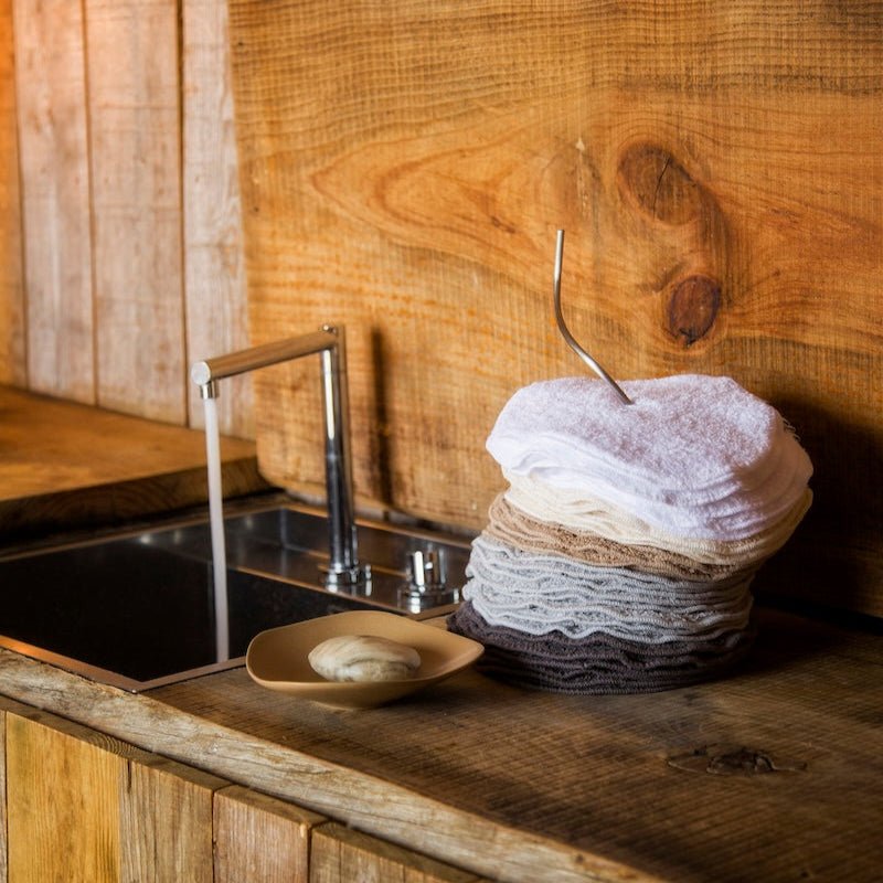 Abyss & Habidecor Legend Guest Towel Sets Ecru - Grey - Beige (899) 9" Diameter Wash Towel Stack at FIG LINENS AND HOME 2