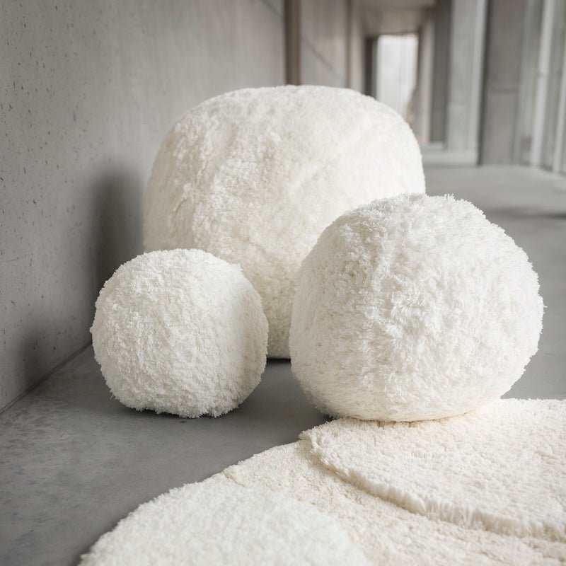 Ballon Accessories by Abyss and Habidecor 13" Round Ballon Plush Ball Ivory 103 at FIG LINENS AND HOME 1