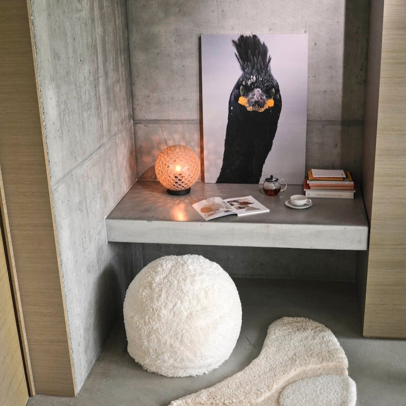 Ballon Accessories by Abyss and Habidecor 13" Round Ballon Plush Ball Ivory 103 at FIG LINENS AND HOME 2