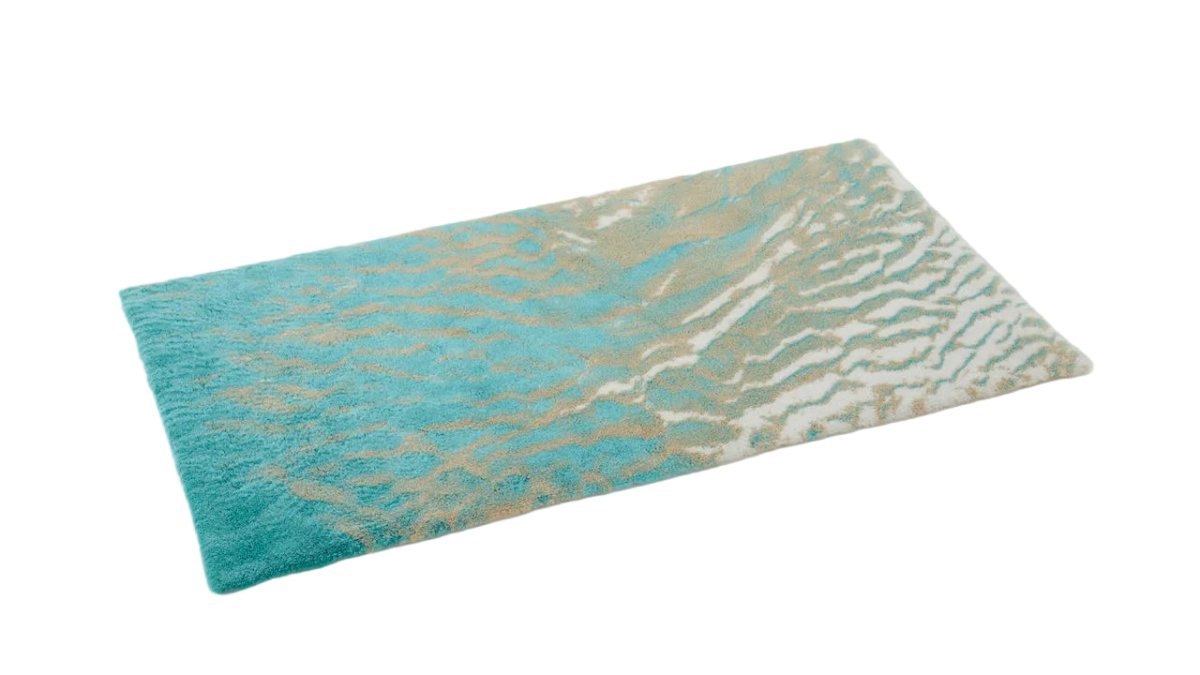 Abyss Habidecor Beach Bath Rug Turquoise 370 at Fig Linens and Home - View 9