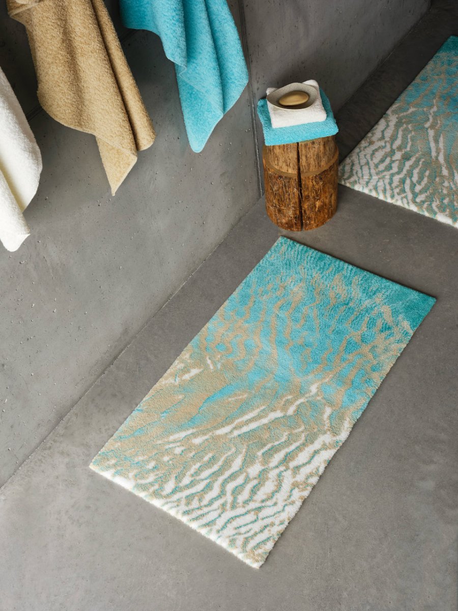 Abyss Habidecor Beach Bath Rug Turquoise 370 at Fig Linens and Home - View 1