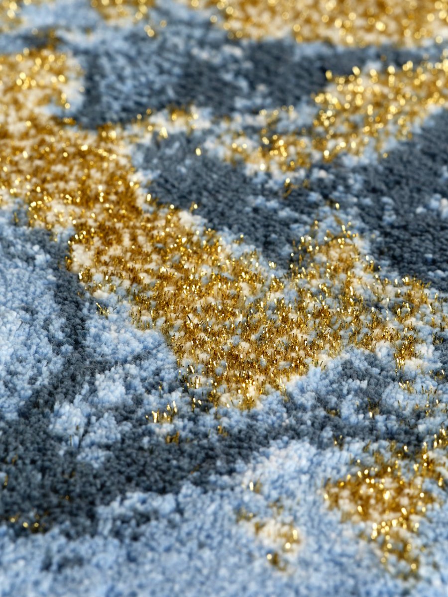 Dandy Bath Rug 27X47 Powder Blue 330 by Abyss Habidecor at Fig Linens and Home - Lurex Detail