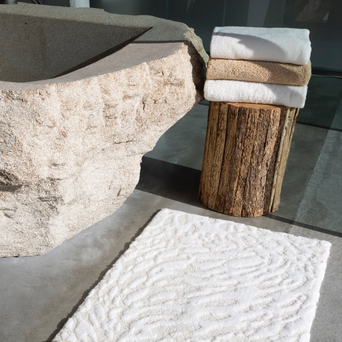 Flow Ivory 103 Bath Rug by Abyss Habidecor at Fig Linens and Home - Lifestyle