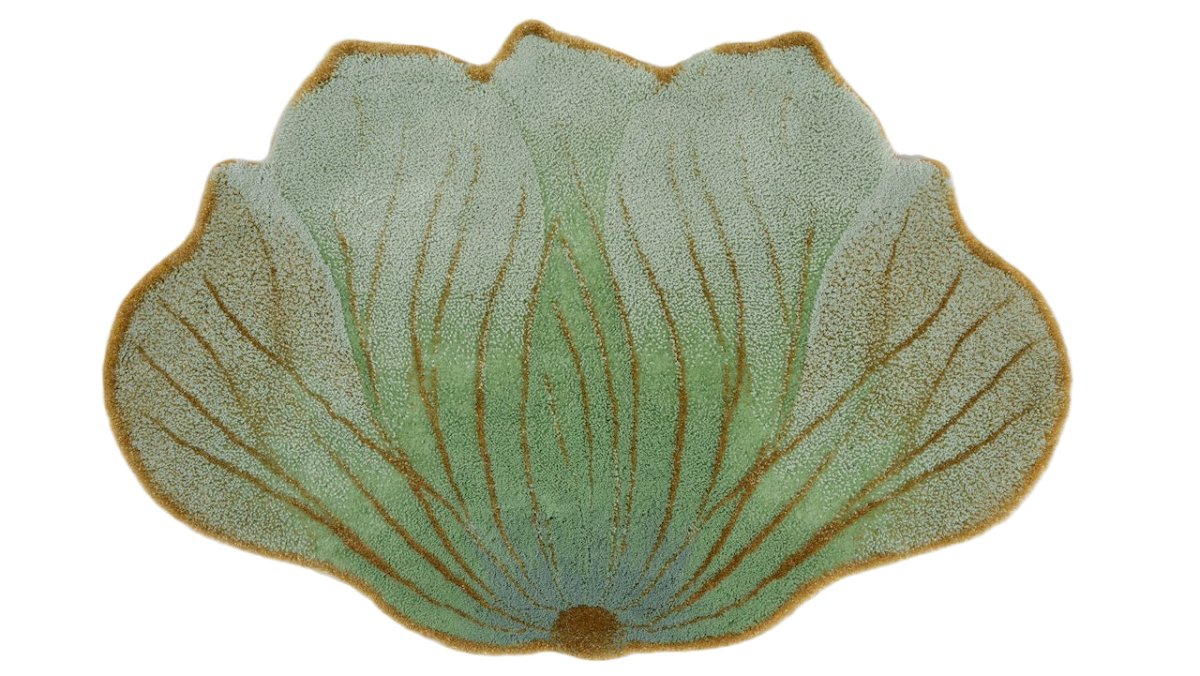 Bathroom Floor Rug - Lotus Flower Aqua 210 | Abyss Habidecor Bath Rug at Fig Linens and Home 2