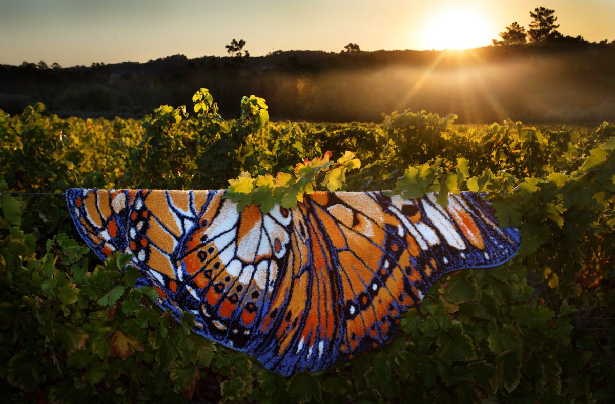 Abyss Habidecor Mariposa Bath Rug | Luxury Butterfly Rug in Tangerine 614 at Fig Linens and Home - 6