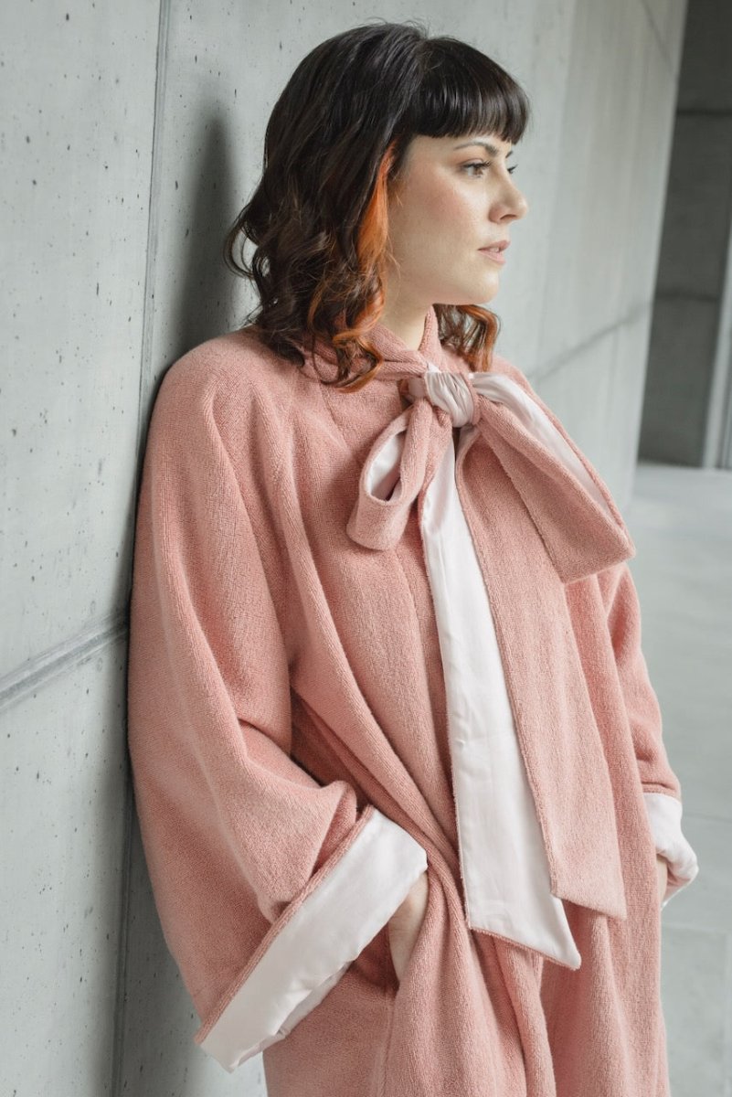 Palacio Bathrobe in Rosette 515 | Abyss Robes at Fig Linens and Home - Lifestyle View 4
