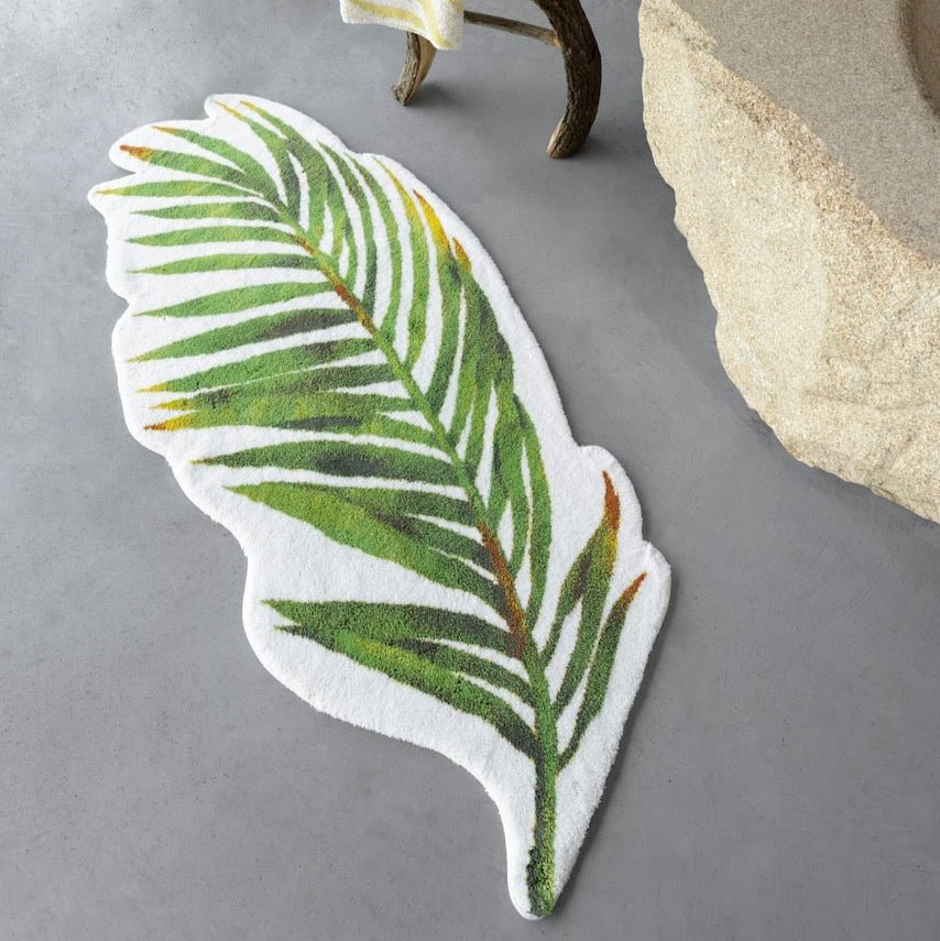 Abyss Habidecor Rug - Palm Frond Floor Rug Apple Green 165 - Bathroom Mats at Fig Linens and Home 1