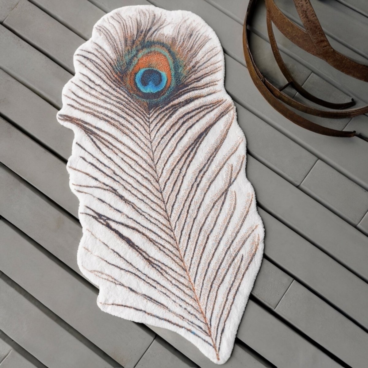 Abyss Habidecor Bath Rug - Paon Peacock Feather Bathroom Rug at Fig Linens and Home