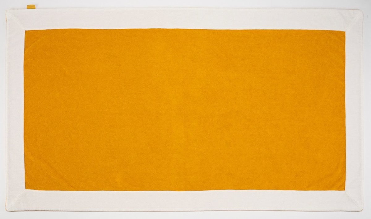 Portofino Beach Towel by Abyss and Habidecor Pillow 20" x 20" Curcuma 870 at FIG LINENS AND HOME 18