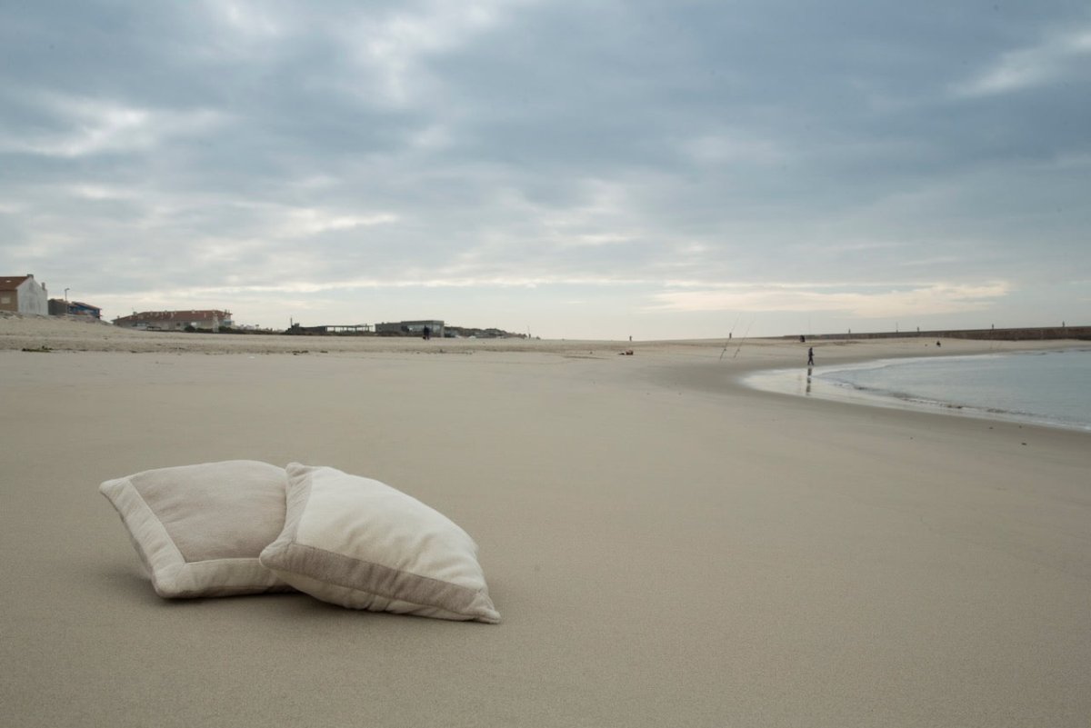 Portofino Beach Towel by Abyss and Habidecor Pillow 20" x 20" Linen 770 at FIG LINENS AND HOME 31