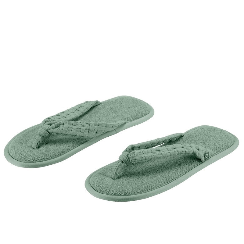 Slippers - Abyss Habidecor Sandal Style Slippers at Fig Linens and Home - View 2 - Evergreen 280