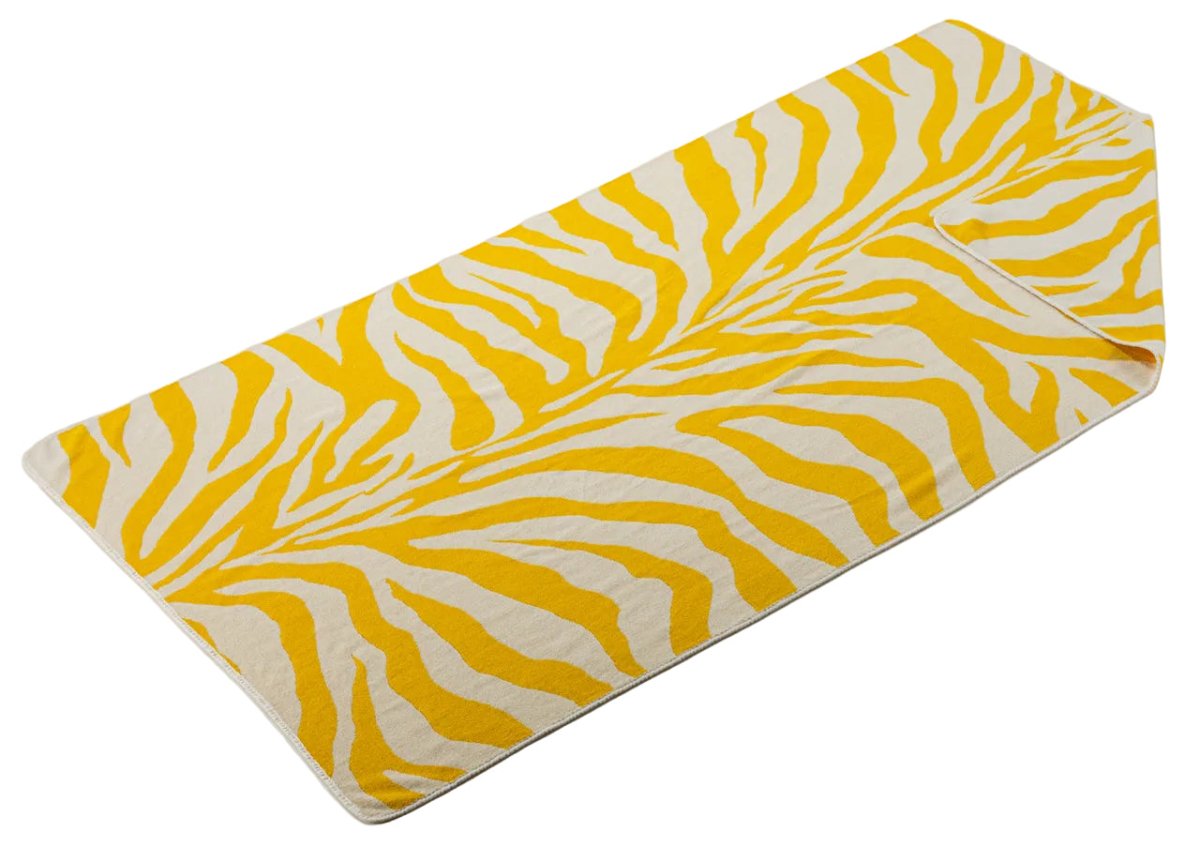 Beach Towels - Abyss Zebra Beach or Pool Towels at Fig Linens and Home - Banana Yellow 830 - Angled